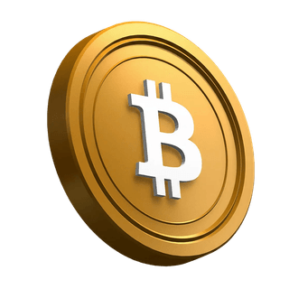 Angled Bitcoin (BTC) coin featured in the hero section design
